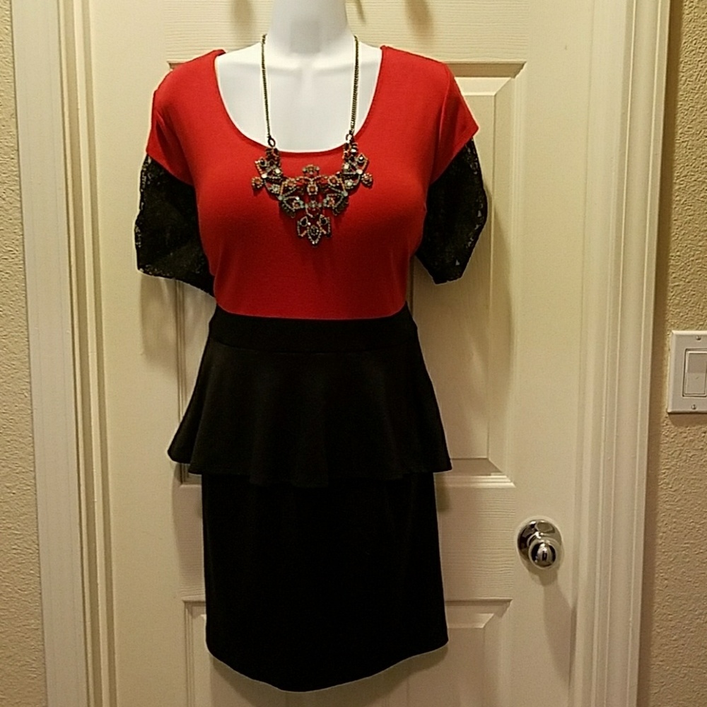 Sexy Mini with Lace Red Dress